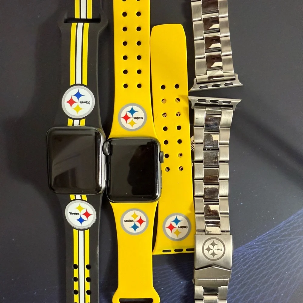 Steelers Themed Smartwatch Bands - Yellow and Black & Silver